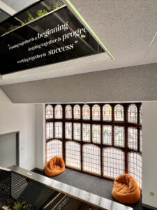 Rooms in CCT College including quiet spaces, canteen, atrium, pods and retreat.