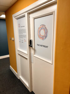 The entrance to the retreat sensory room